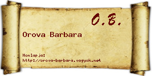 Orova Barbara névjegykártya